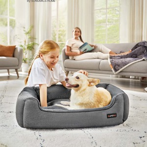 Feandrea Linen-Look Dog Sofa Bed with Non-Slip Bottom
