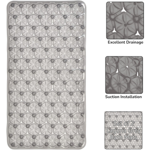Laguna Anti Slip Clear PVC Bath Mat 68cm x 37cm - 2 Set