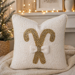 Boucle Candy Cane Christmas Cushion
