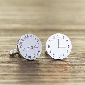 Personalised Walk me down the aisle / Special Time Cufflinks - Silver Finish