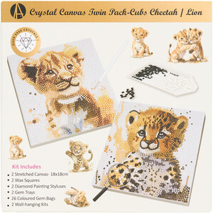 Pack of 2 Cheetah and Lion Cubs Crystal Canvases
