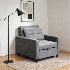 Grey / 1 Home Source Charleston Pull Out Linen Sofa Bed shot 14271289