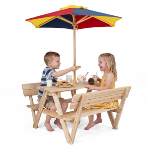Kids Picnic Table Set with Umbrella