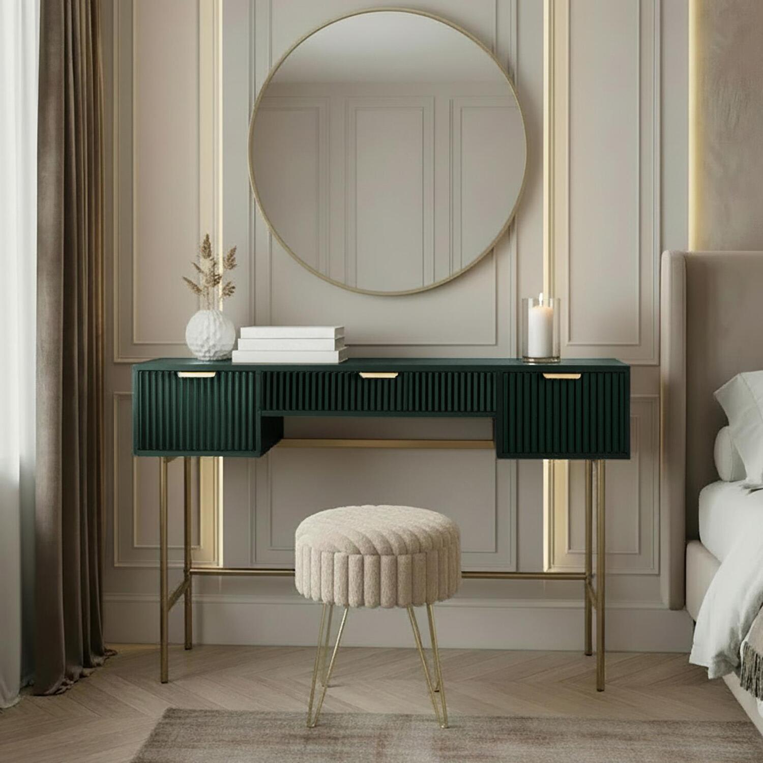 Ohs Ribbed Dressing Table - Deep Forest Green