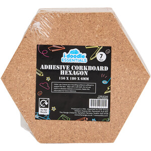 Pack of 7 Hexagon Adhesive Corkboards