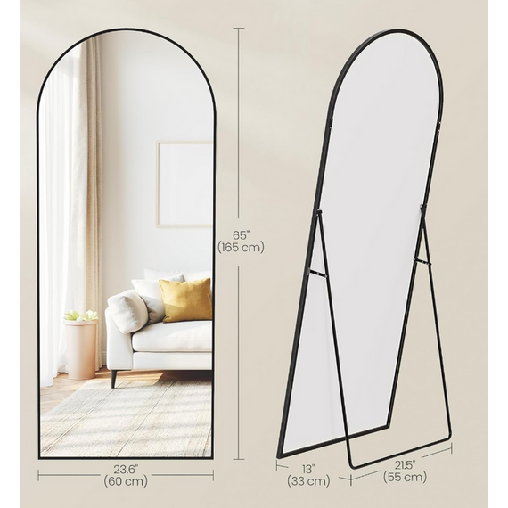 SONGMICS Full Length Mirror, 165 x 60 cm, Arched Full Body Mirror with Stand