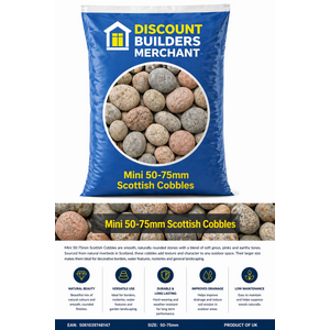 20kg Mini Scottish Cobbles 50/75mm Decorative Natural Rounded Pebbles for Landscaping