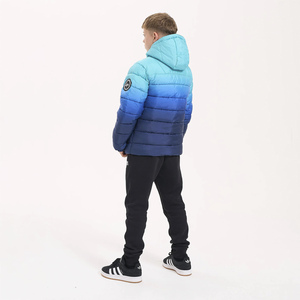 Boys Padded Jacket Kids Blue Ocean Fade Hooded Quilted Warm Coat