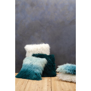 Bosie Real Mongolian Fur Blue Ombre Rectangular Cushion