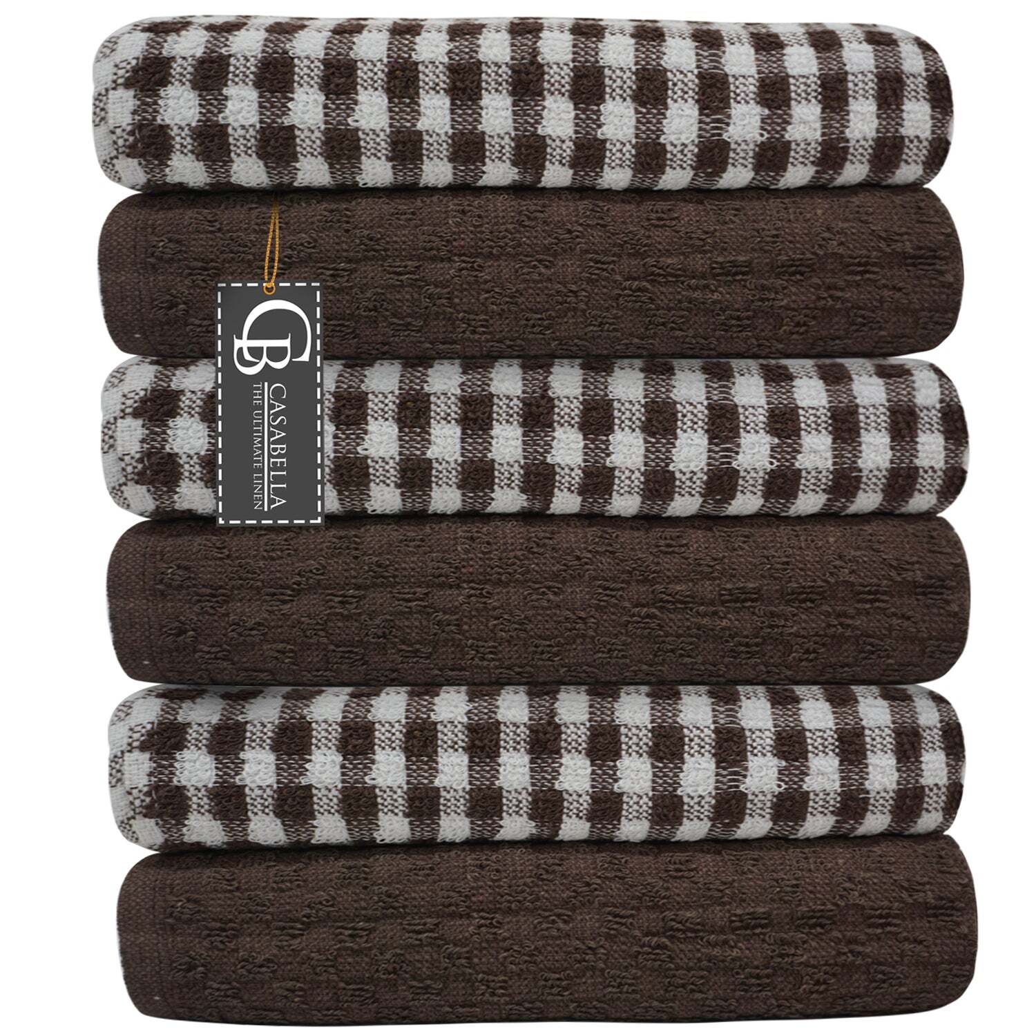 Casabella 6 Navy Tea Towels - Brown