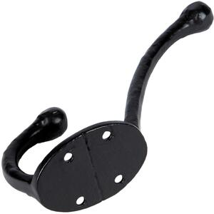 Rounded Hat & Coat Hook - W35mm x H125mm - Black - Pack of 10
