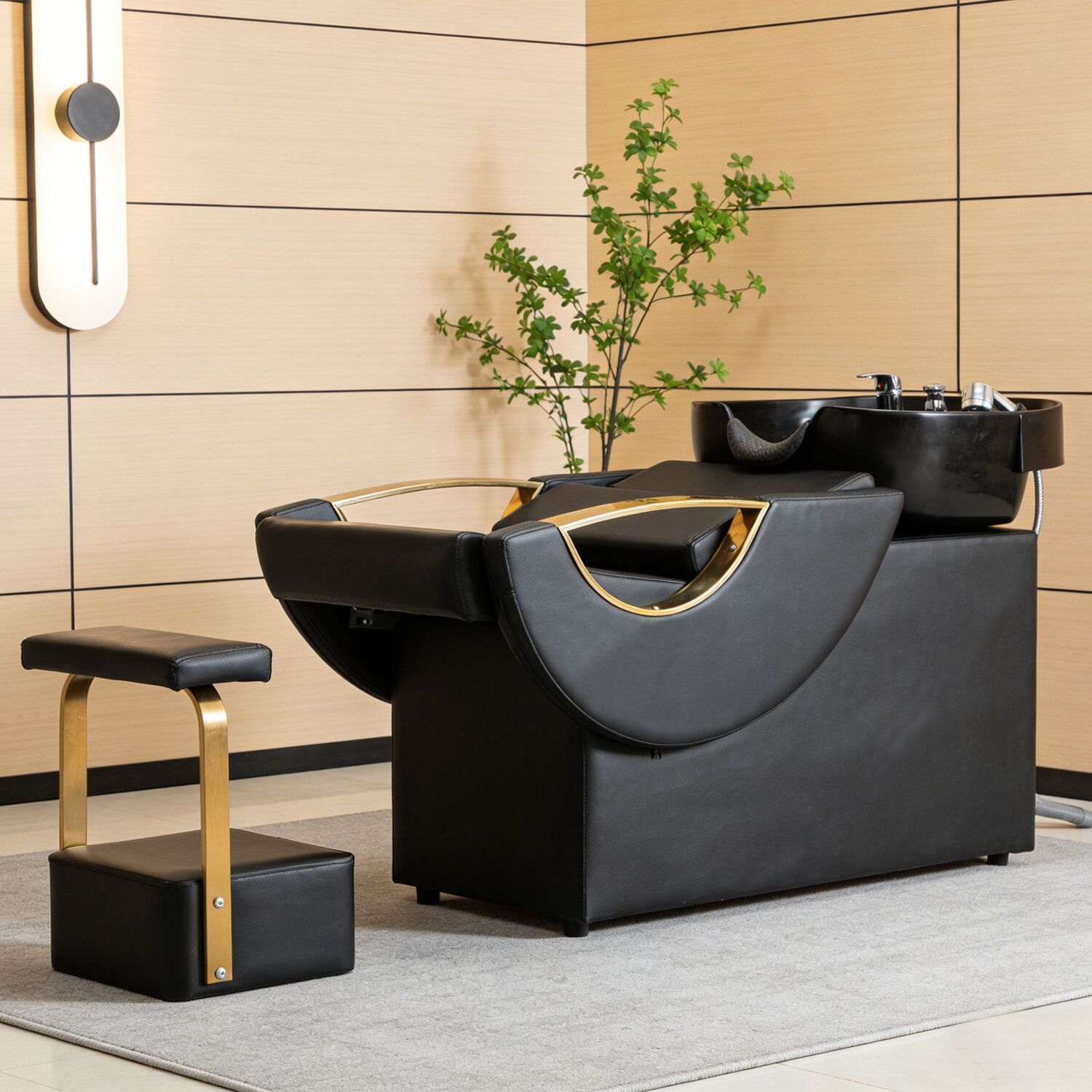 Westwood Shampoo Bowl Chair Salon Pu Leather Large Chair Hair Washing Station - Black