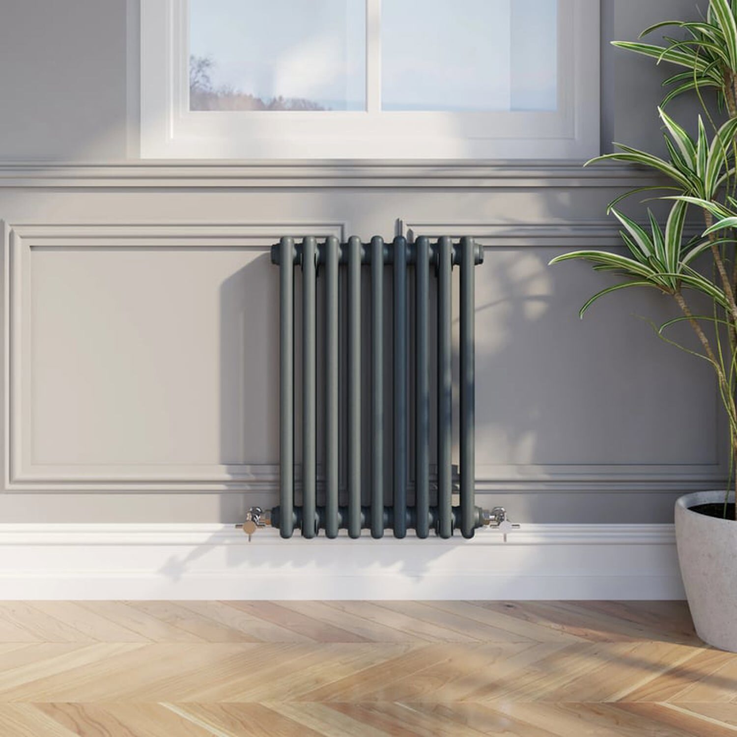 Temprazo Traditional Colosseum Double Bar Column Radiator Anthracite 300 X 1190Mm - Anthracite / 600Mm / 425Mm / 70Mm