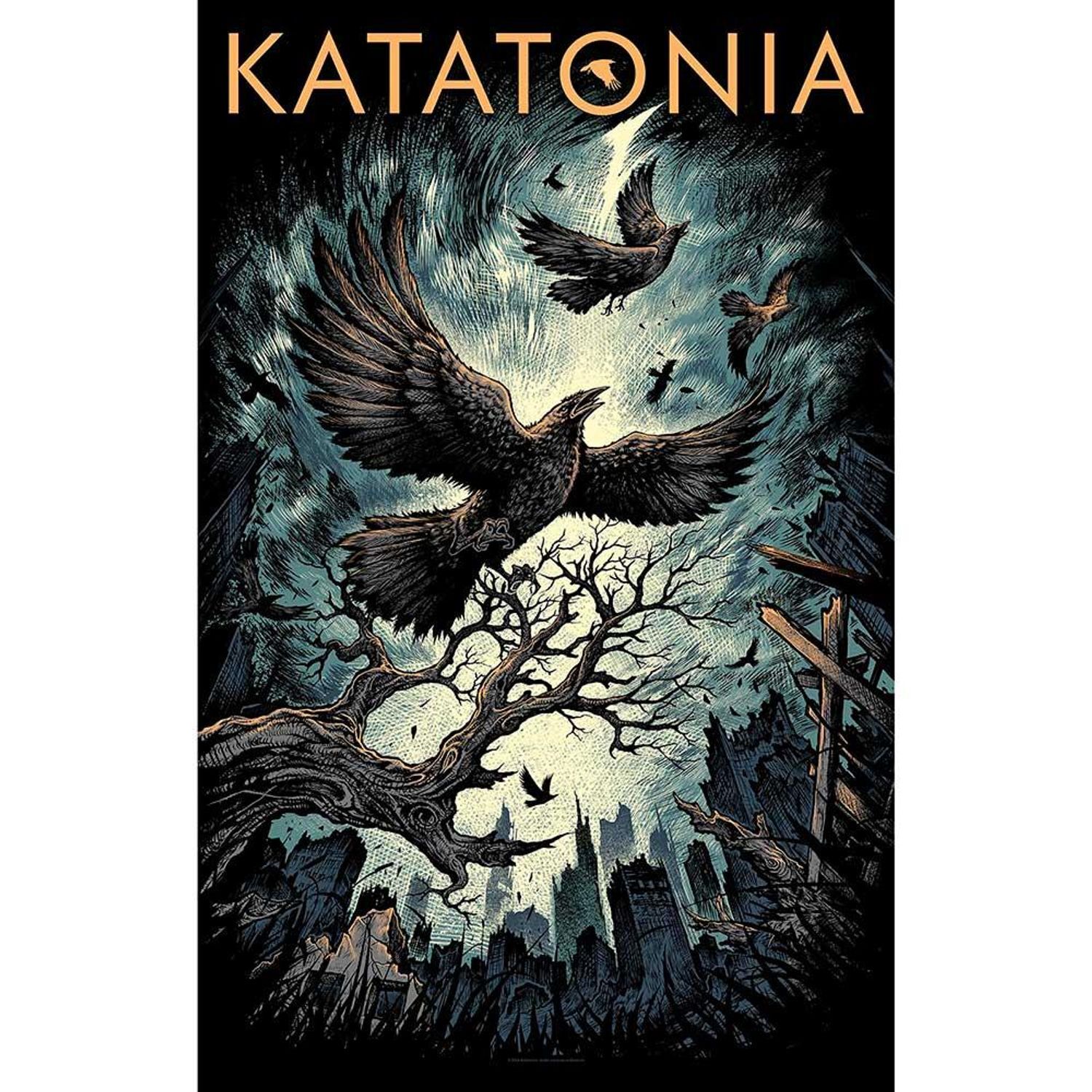 Katatonia Uncover The Skies Textile Poster - Grey/Black