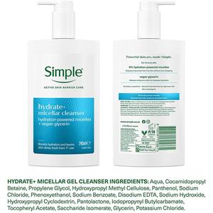 Simple Hydrate+ Micellar Facial Cleanser Refreshing Gentle Face Wash, 240ml