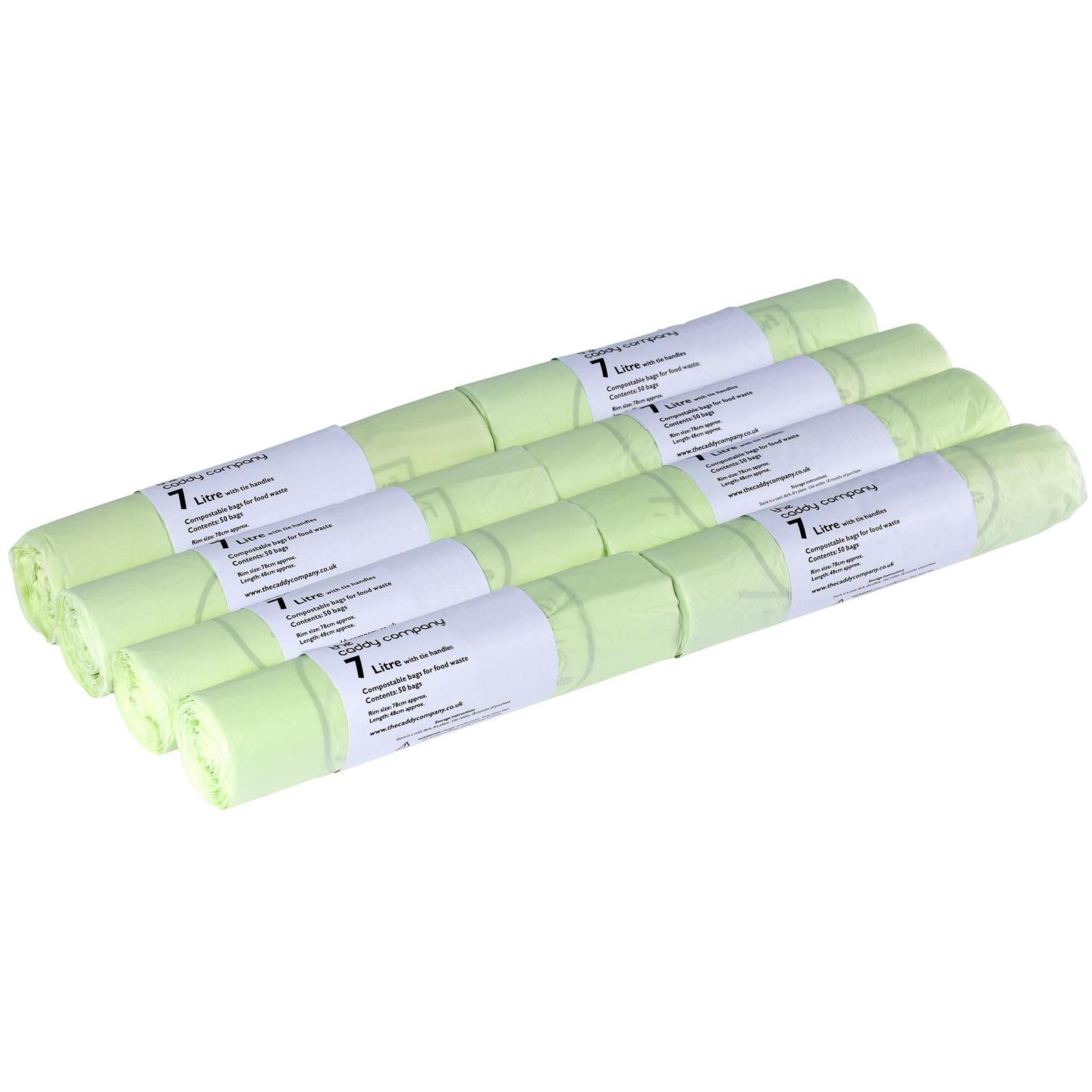 7L x 400 Tie Handle Compostable Kitchen Caddy Liners - Food Waste Bin Liners - EN 13432-7 litre Bags - Image 3