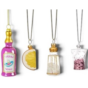 Set of 4 Tequila Christmas Tree Decorations.