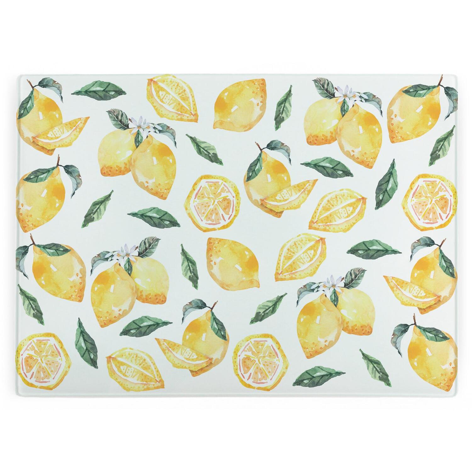 Image of Lemons Yellow Glass Chopping Board -&hellip;