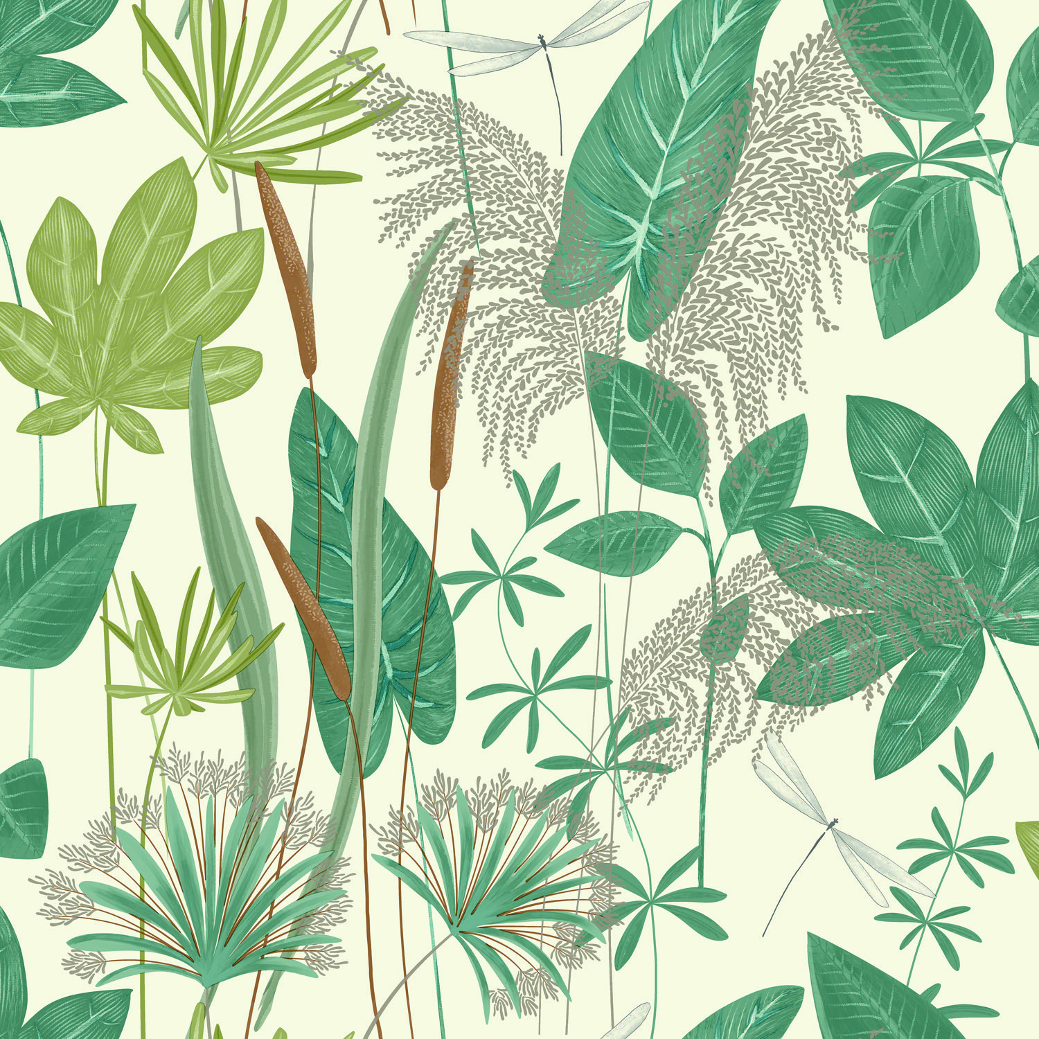 Grandeco Dragonfly Garden Wallpaper Metallic Botanical Leaves 5411012507046 - Image 3