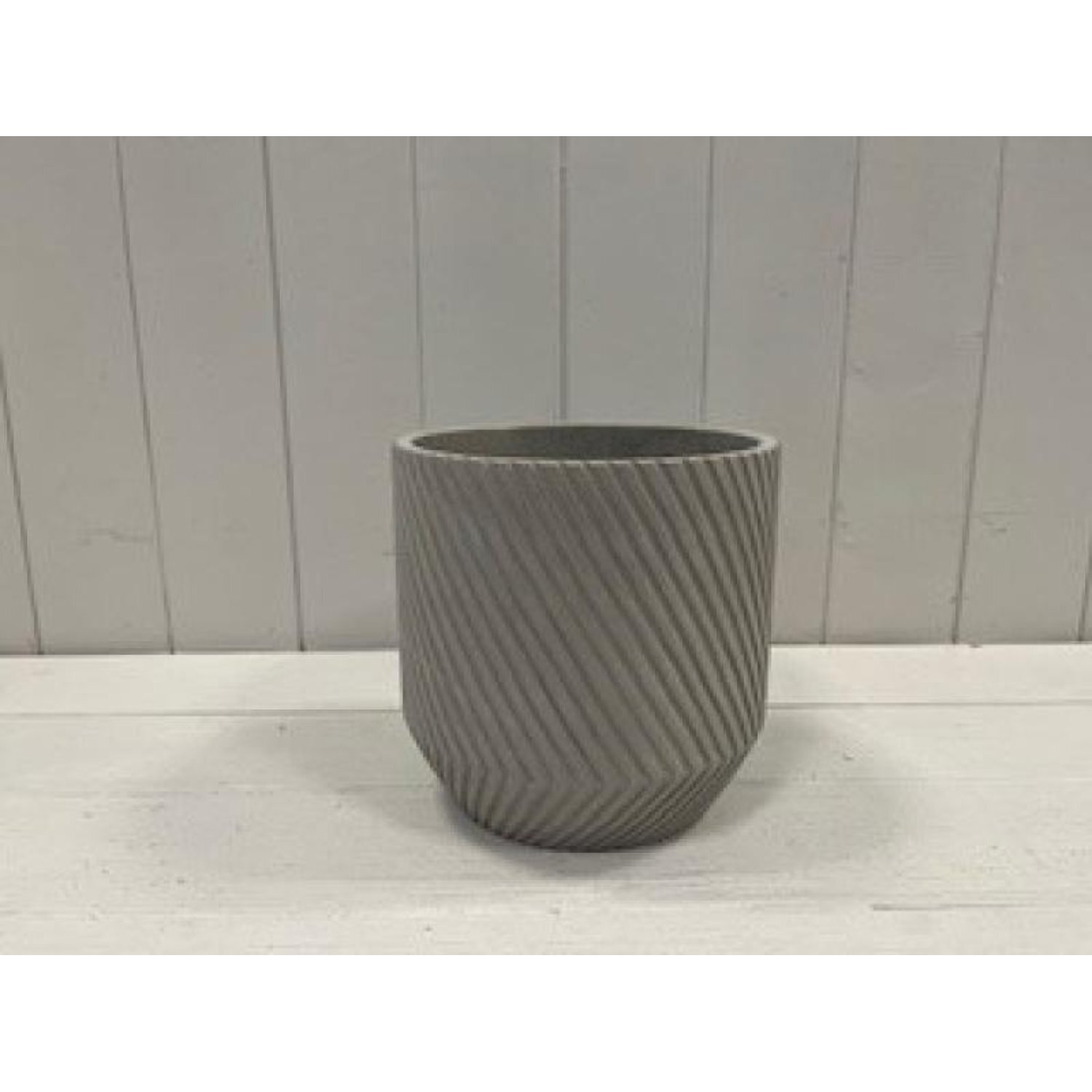Kdmd Grey 16Cm Cylinder Diagonal Grid Pot - Grey