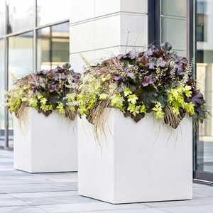 Set of 2 Idealist Square Planter, Flower Box Garden Planters, Outdoor Plant Pots