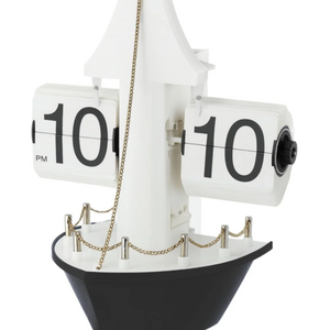 Ship Deck Flip Clock Retro Nautical Boat Style AM PM Desk Shelf Timepiece Blue Black (Black)