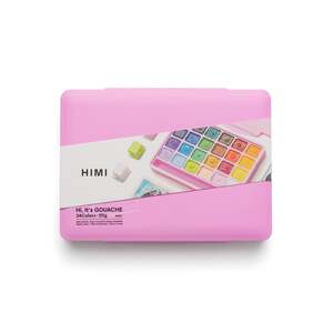 HIMI Jelly Cup Gouache Set 24 Paint Colours, Pink Case, Smooth Rich Colours