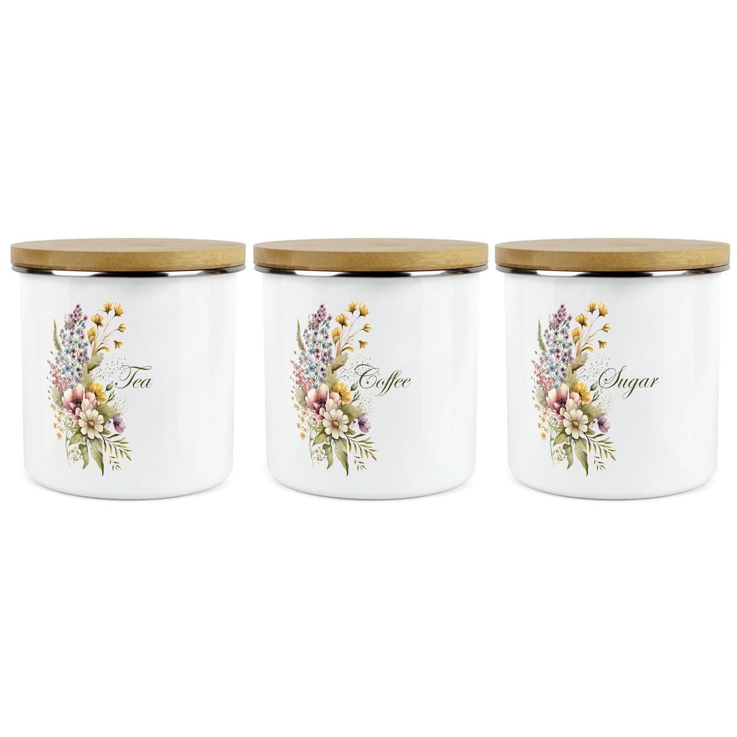 Purely Home Floral Bouquet Tea, Coffee & Sugar Canister Set - Image 3