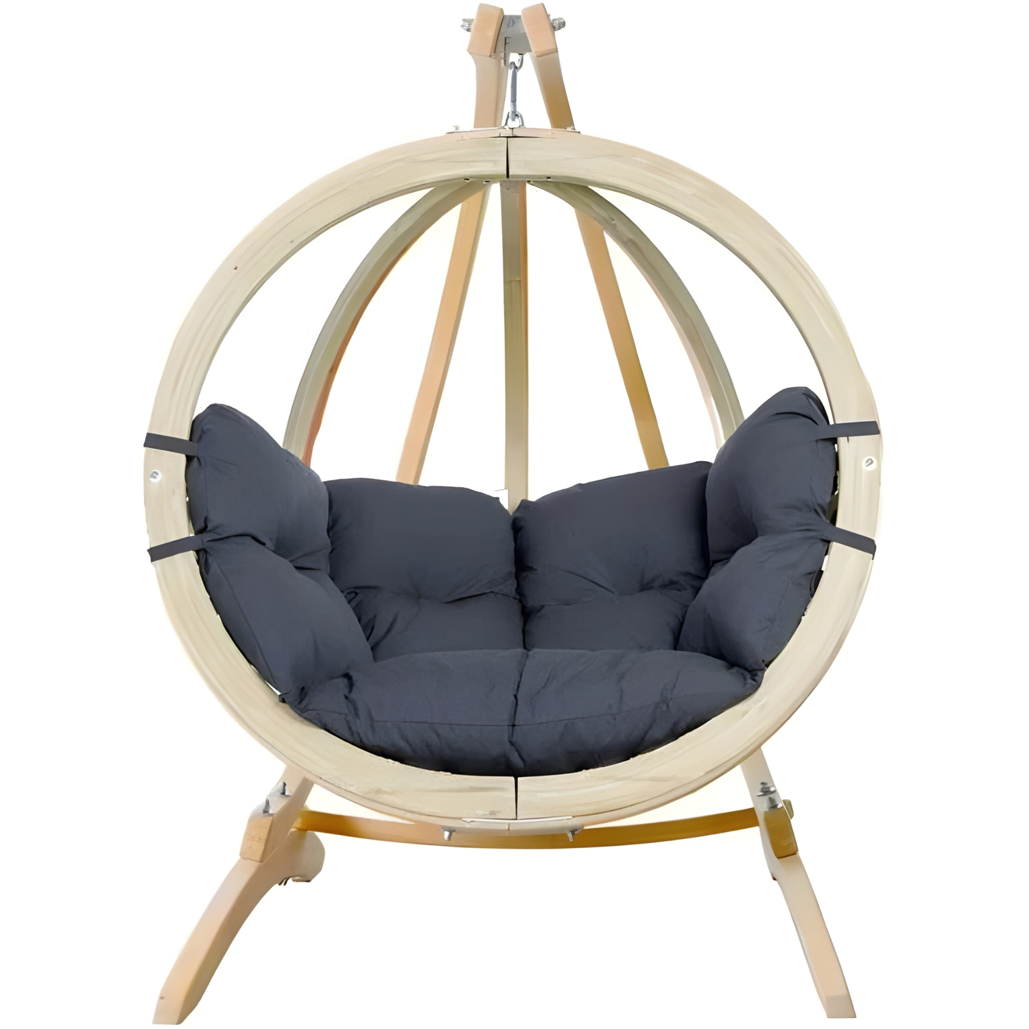 Rackhams Anthracite Globo Single Hanging Egg Chair Set - Image 3