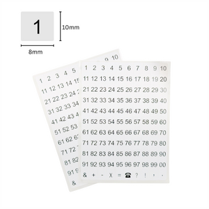 Pack of 2640 White on Black 8x10mm 1-99 Numbers Self-Adhesive Labels
