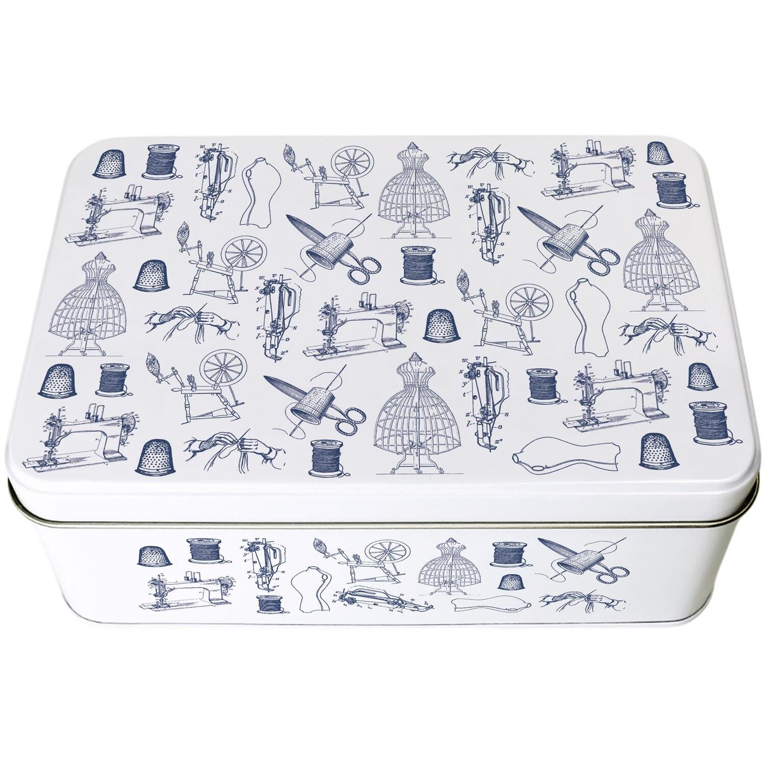 Purely Home Vintage Sewing Storage Tin - Blue