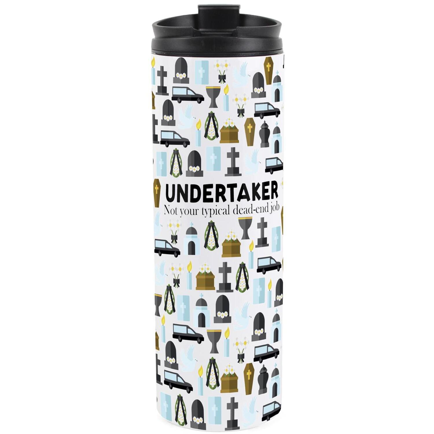 Purely Home Novelty Undertaker Travel Flask - Reusable Stainless Steel Tumbler Gift - Multicoloured