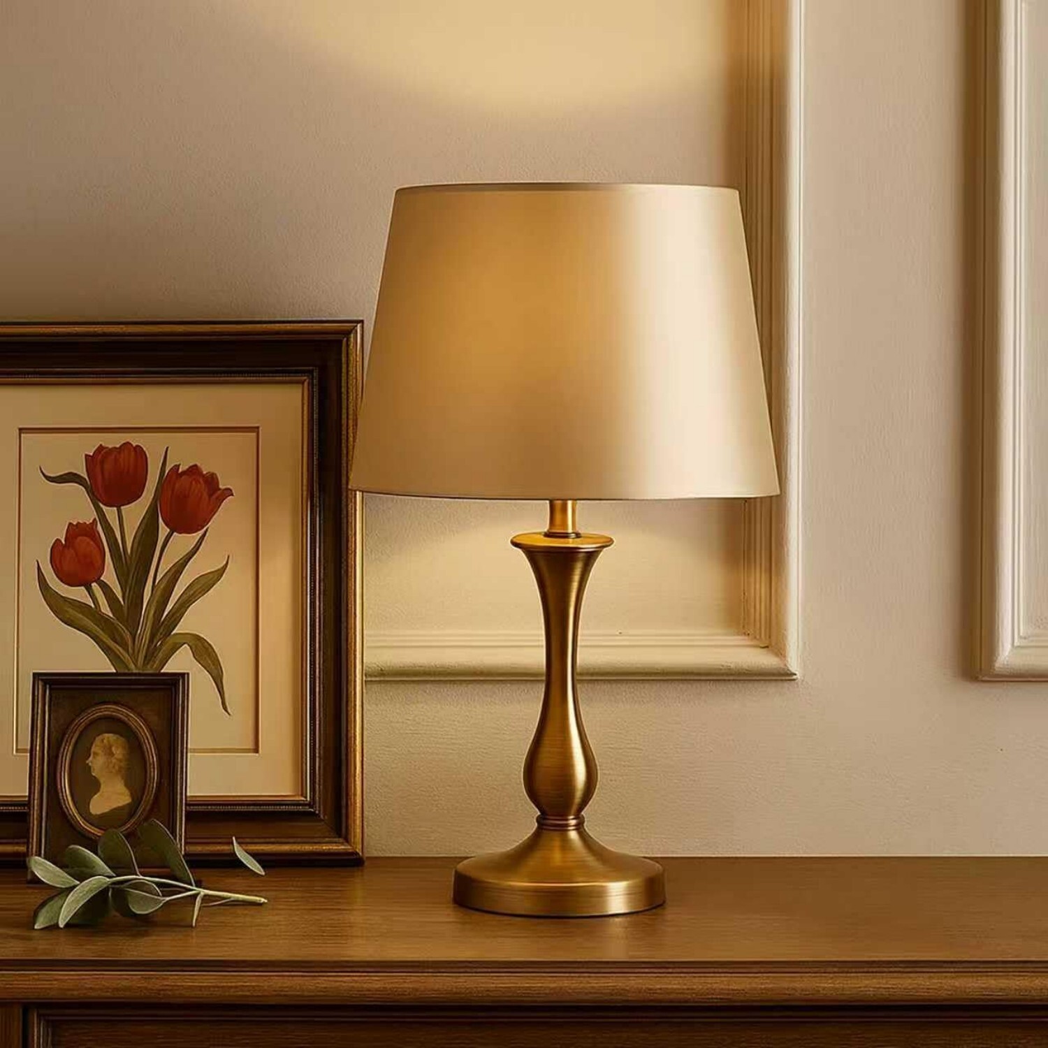 Voltico Classic Satin Table Lamp Shade Easy Fit Decorative Fabric Lampshade 29Cm (No Base) - Gold