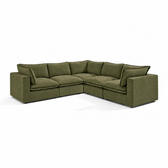 Echo Linen-Look Fabric 4 Seater Modular Corner Sofa