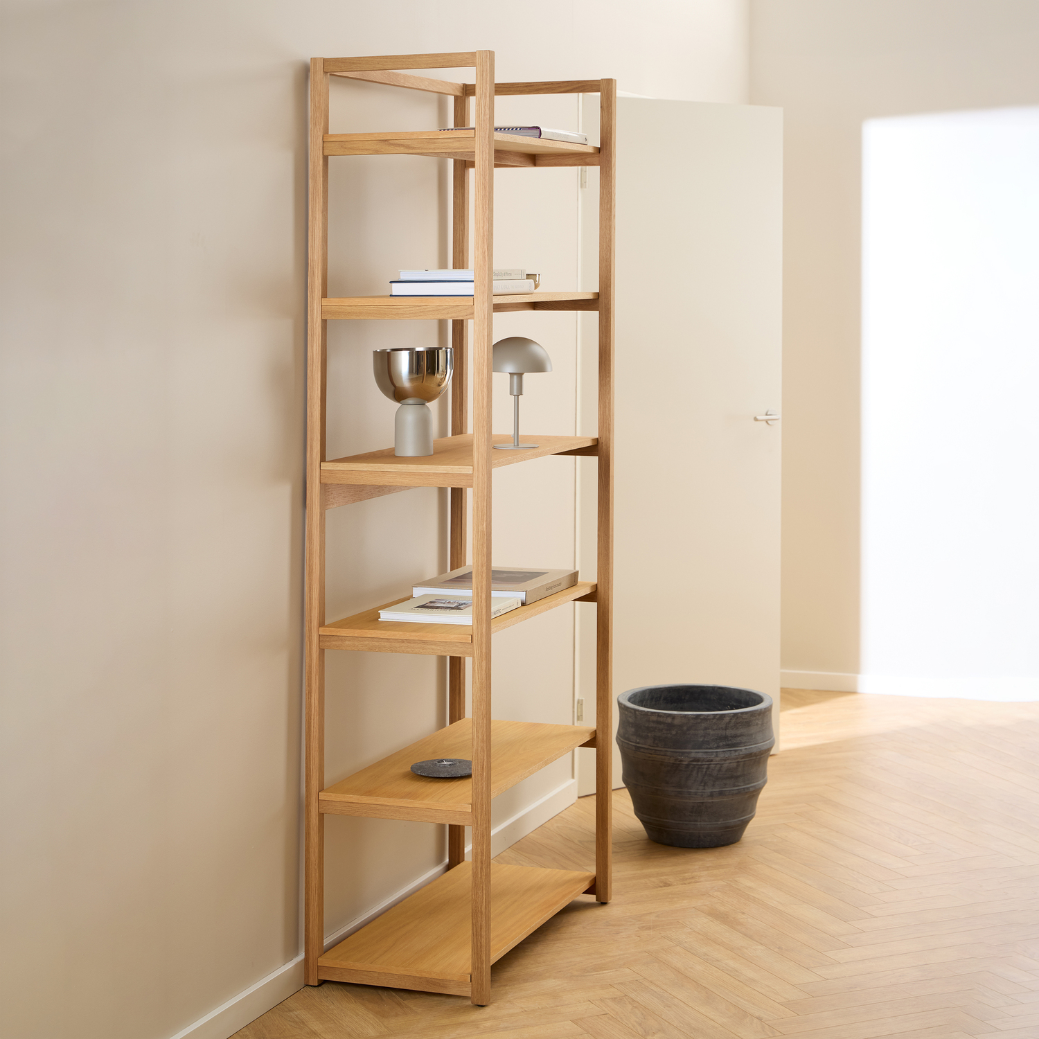 Furniture To Go Ludza Rectangular Bookcase With 6 Shelves In Oak - Oak