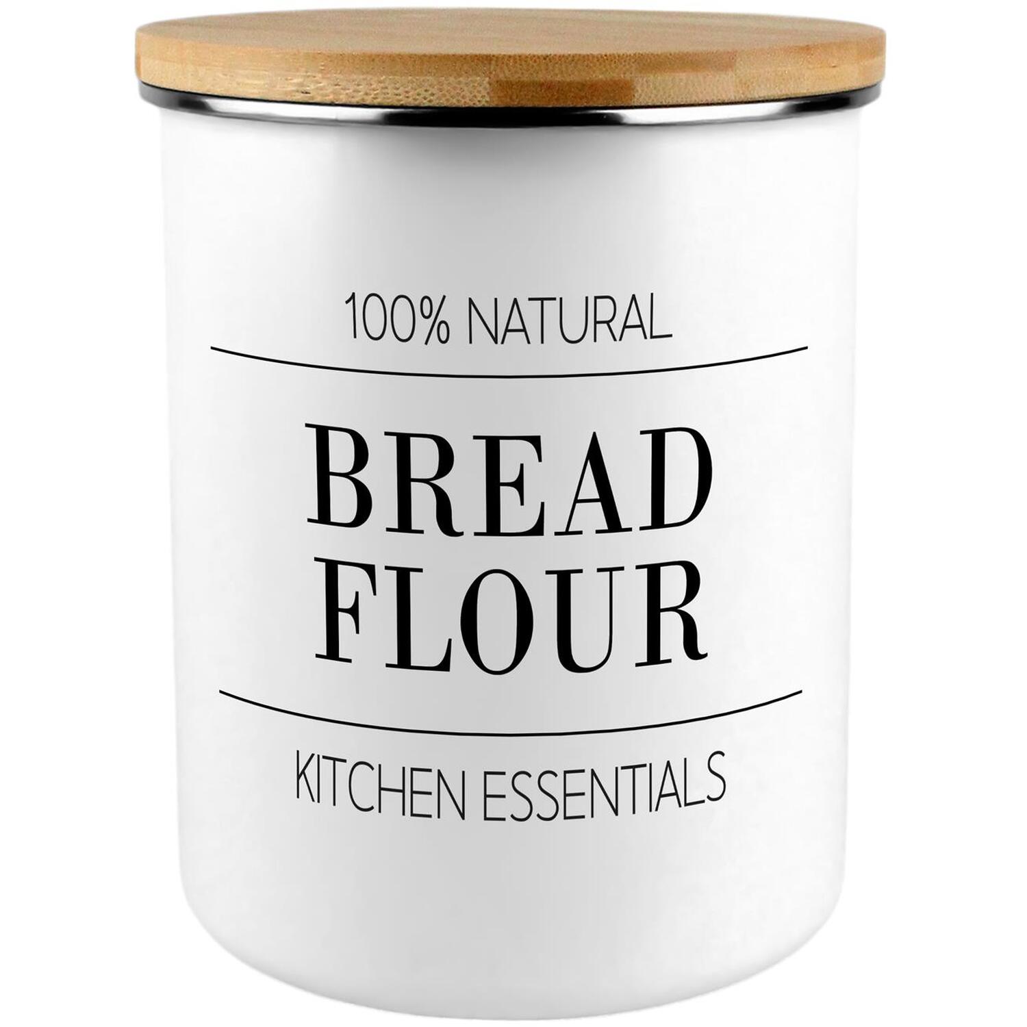 Minimalist Bread Flour Canister - Modern Black & White Home/Kitchen Large Enamel Food Storage Jar Gift - Image 3