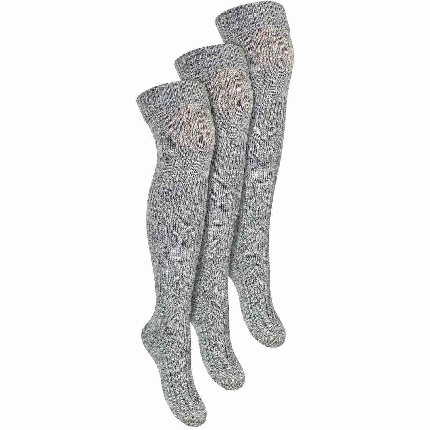 Steven 3 Pairs Ladies Over The Knee Wool Socks