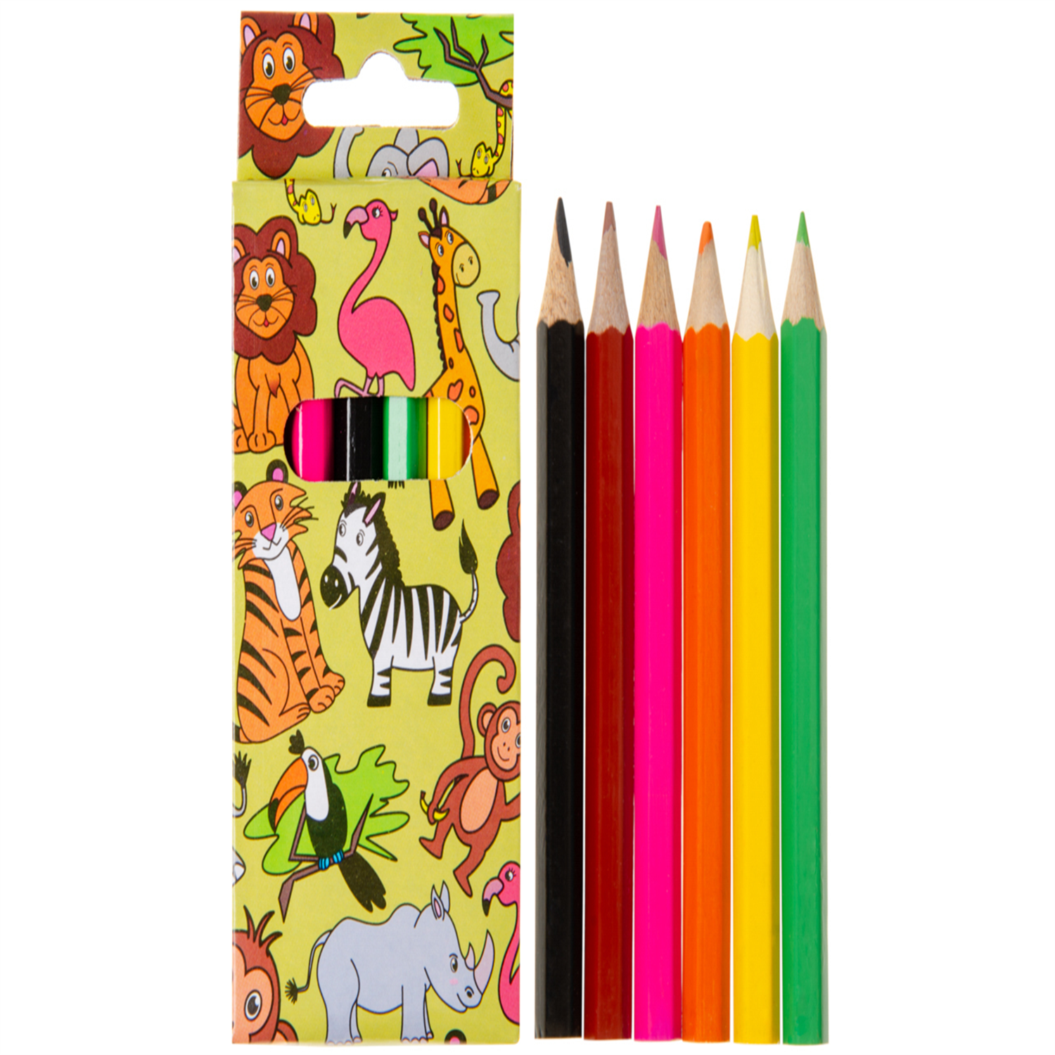 6 Pieces Wild Animals Colored Pencils 9cm - Fun Party Bag Fillers Gifts - Image 2