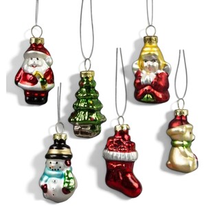 Set of 6 Retro Festive Christmas Tree Decorations