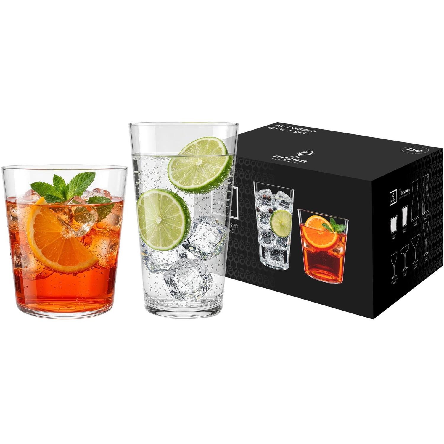 B&Q -  12 Piece Hoxton Crystal Tumbler SetDrinking Glasses Whisky Water Juice Cocktail Glassware - Image 5