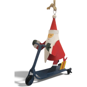 Whizzing Santa on Scooter Christmas Tree Decoration