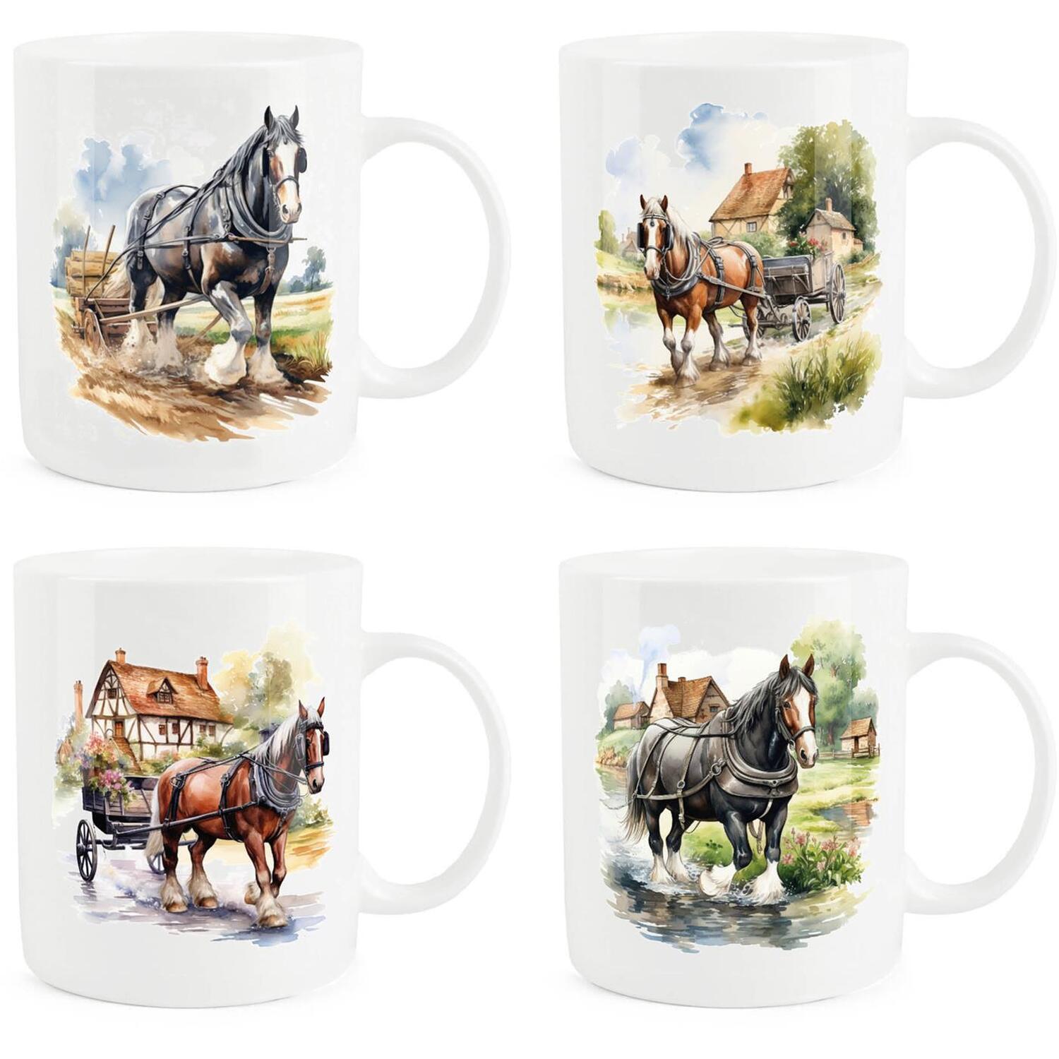 B&Q -  Shire Horses Bone China MugsSet Of 4 - Image 3