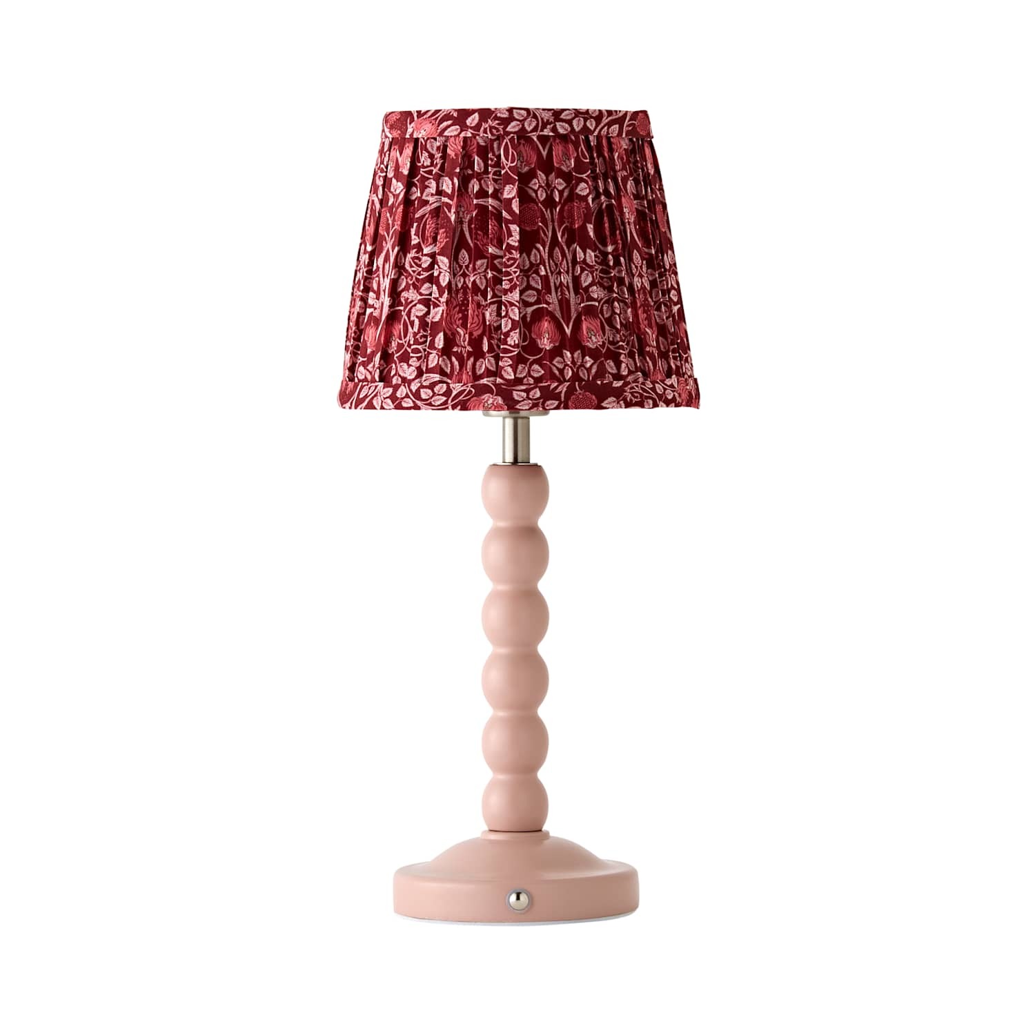 Valuelights Bobbin Floral Pleated Shade Rechargeable Portable Table Lamp - Blue Burgundy - Burgundy
