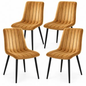 Velvet Dining Chairs Set of 4 Brown Upholstered Kitchen Chairs Dining Room Furniture