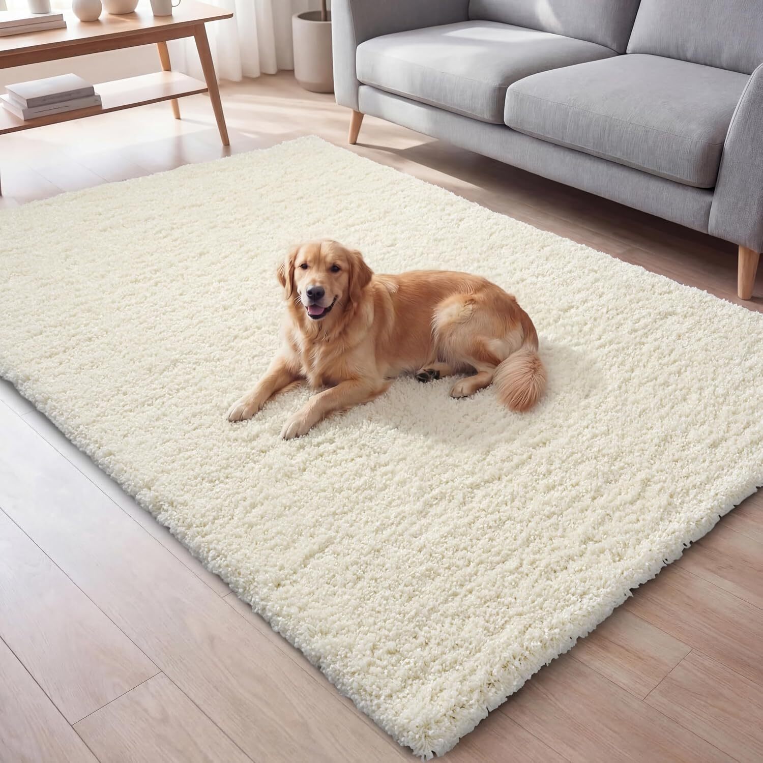 Ruglenza Galaxy Shaggy Rug - Cream / 170Cm
