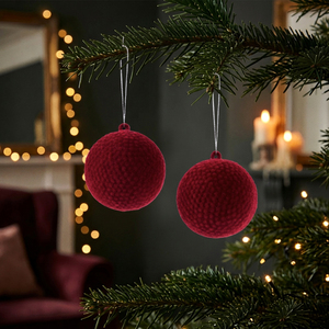 Set of 2 Flocked Baubles