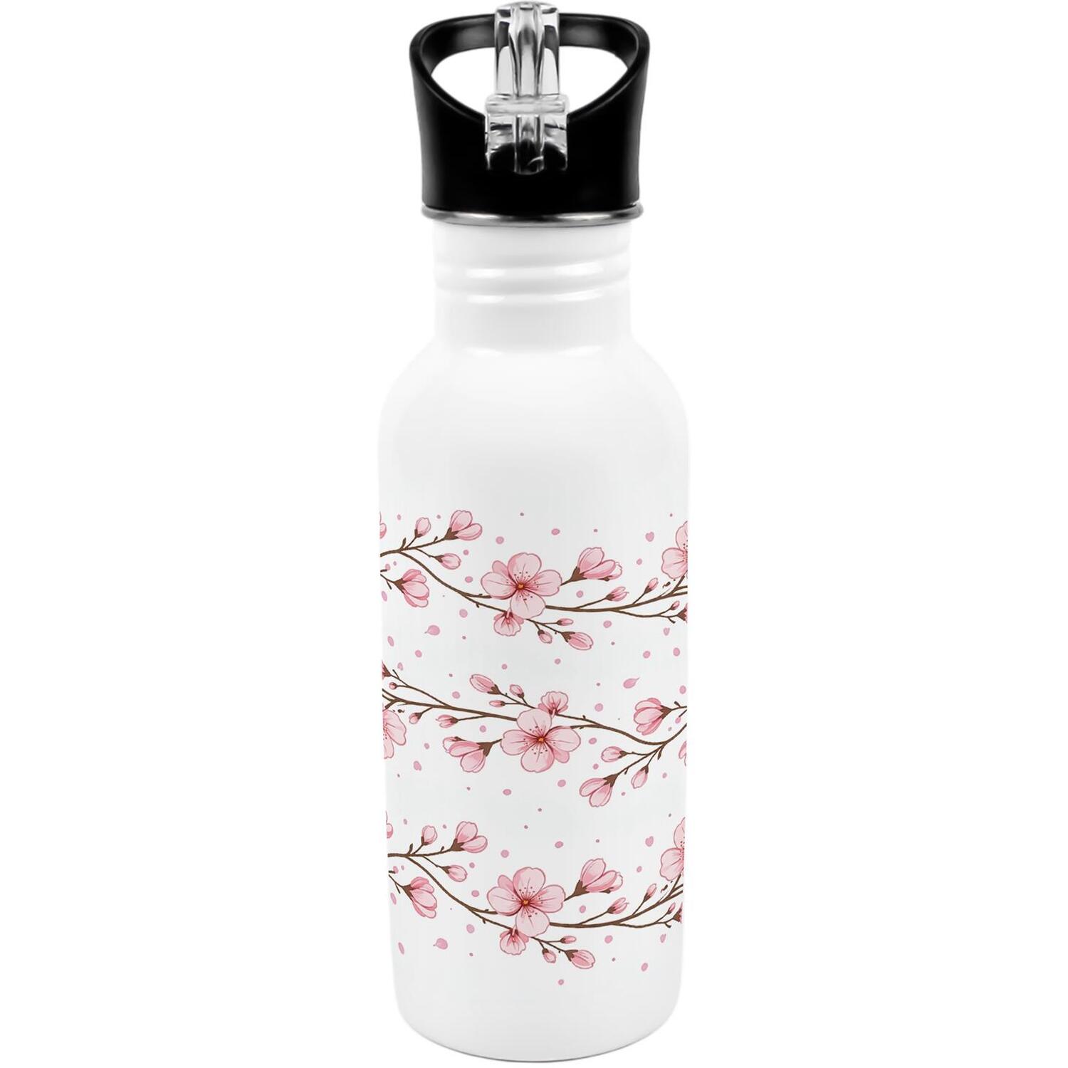 Purely Home Cherry Blossom Metal Canteen Water Bottle - Pink