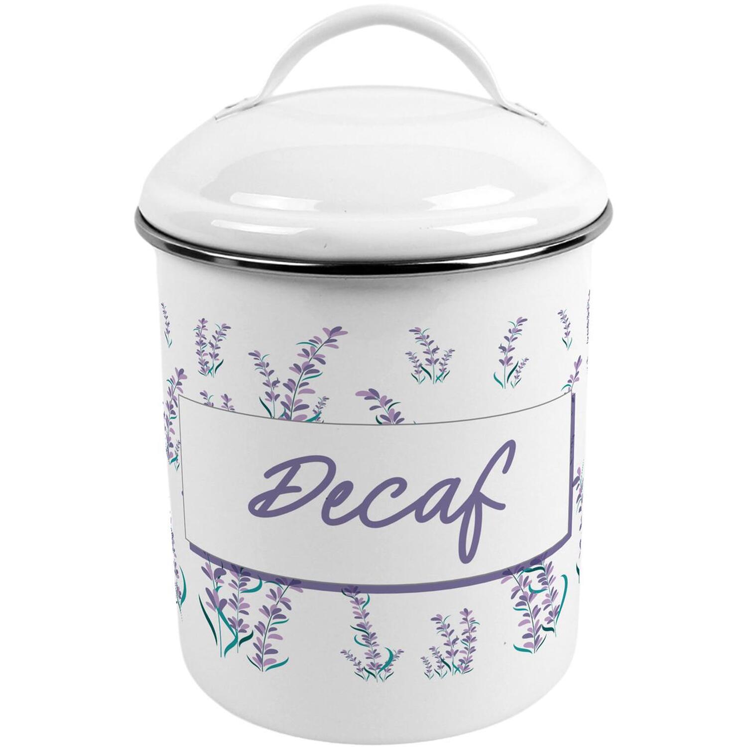 Lavender Garden Metal Decaf Canister - Stylish Kitchen Storage Jar/Caddy Gift - Image 2