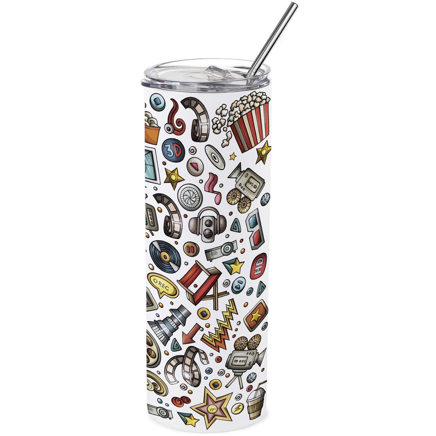 Purely Home Cinema Mash-Up Stainless Steel Travel Tumbler With Straw
