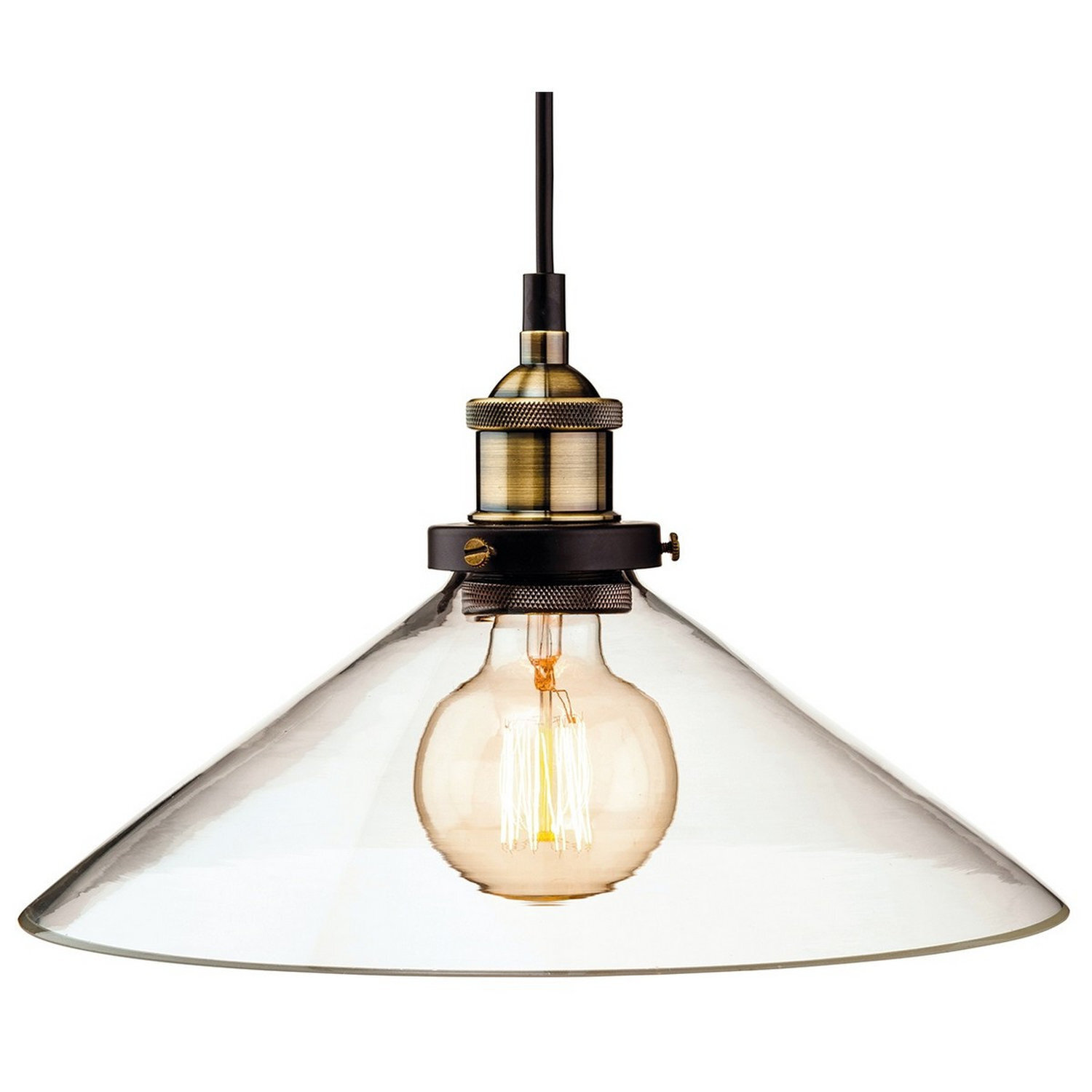 B&Q -  Luminosa Empire 1 Light Dome Ceiling Pendant Antique BrassClear GlassE27 - Image 4